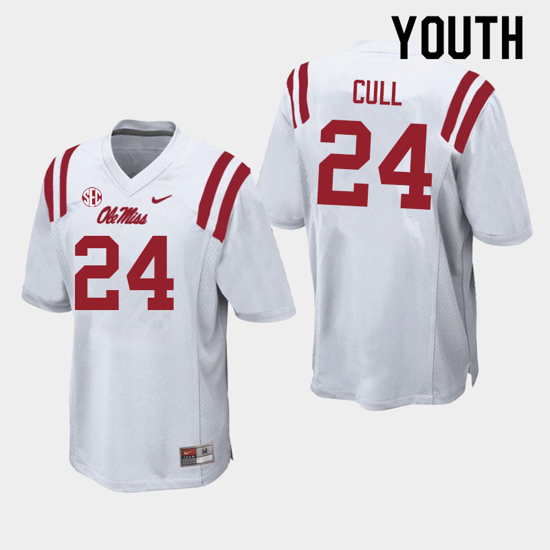 Youth #24 Nick Cull Ole Miss Rebels College Football Jerseys Sale-White